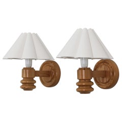 Vintage Set of Swedish Pine Wood Wall Lamps by Solbackens Svarveri, Sweden, 1970s