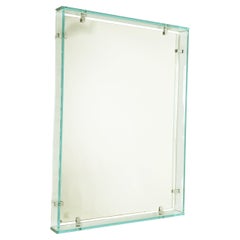 Rare miroir mural en verre bleu clair mod.2014 par Fontana Arte, 1963