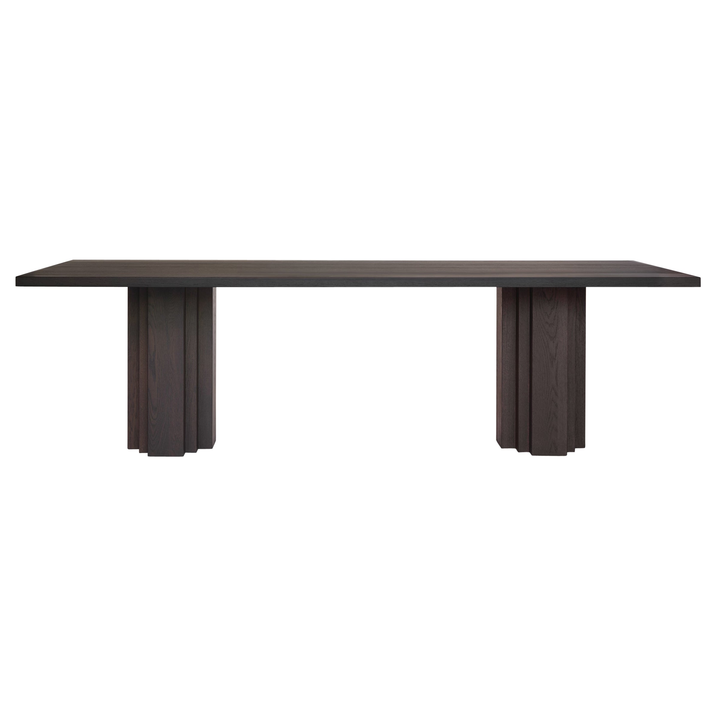 Mesa de comedor Monumental de roble macizo marrón oscuro - Brut by Mokko