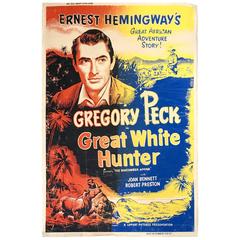 Original 1952 Full Size Movie Theater Poster Hemingway's, "Great White Hunter" 2