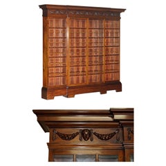 MONUMENTAL 2.4 METER TALL ANTiQUE VICTORIAN HARDWOOD GLAZED LiBRARY BOOKCASE