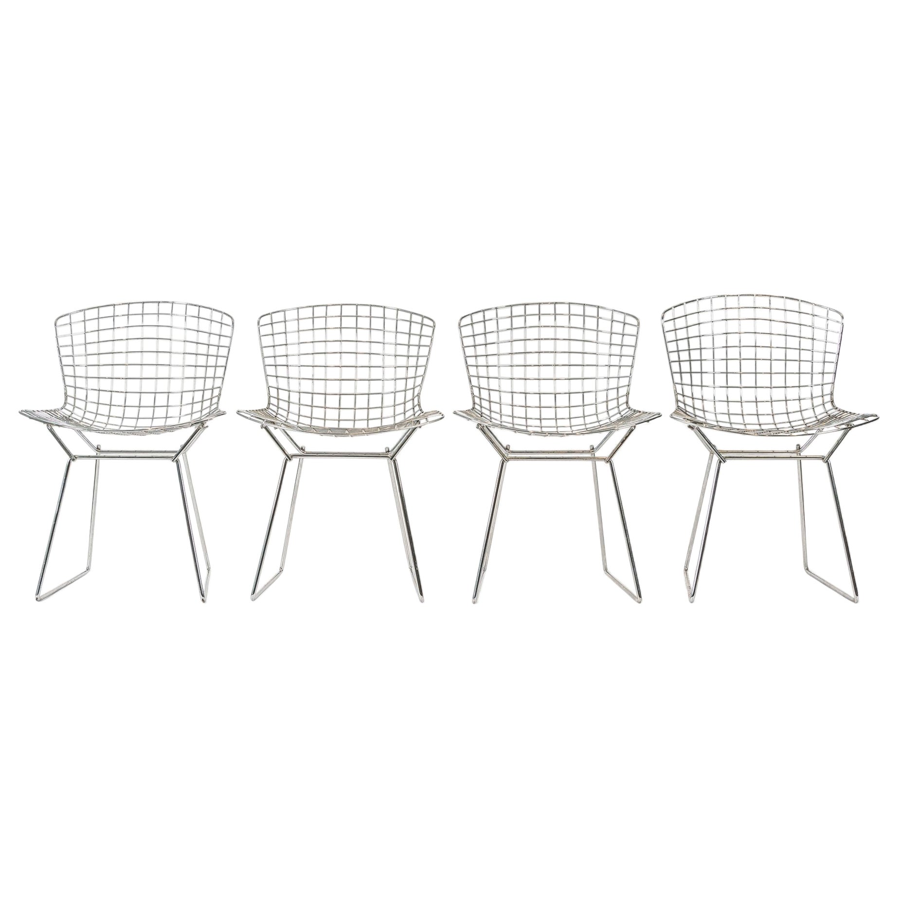 Sedie da pranzo in filo d'argento del Mid Century Modern di Harry Bertoia per Knoll