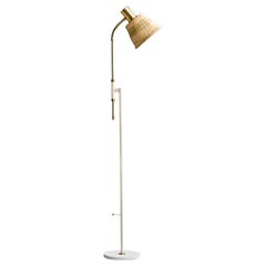 Möllers Armatur Elektriska, lampadaire, laiton, métal, rotin, Suède, années 1950