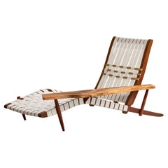 George Nakashima, Long Chair, Walnut, Cotton, Japan, 1980s