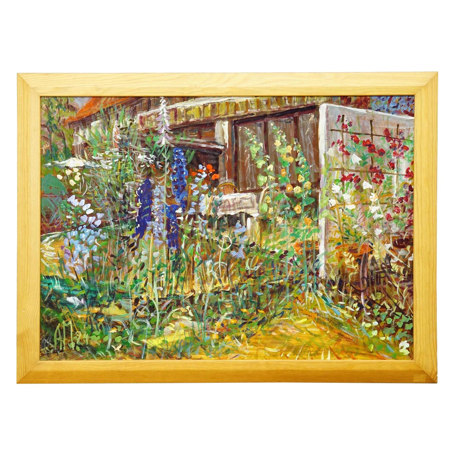 Peinture à l'huile impressionniste d'un paysage de jardin, Alexander Michael 1994