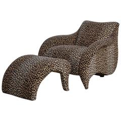 Leopard Print Chair and Stool by Vladimir Kagan