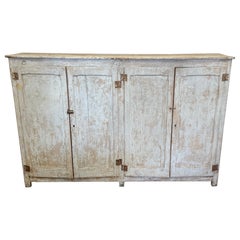 Buffet espagnol en pin rustique peint en bleu pâle au 19ème siècle