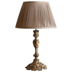 Louis XV Style Gilt Bronze Candlestick Converted to Table Lamp