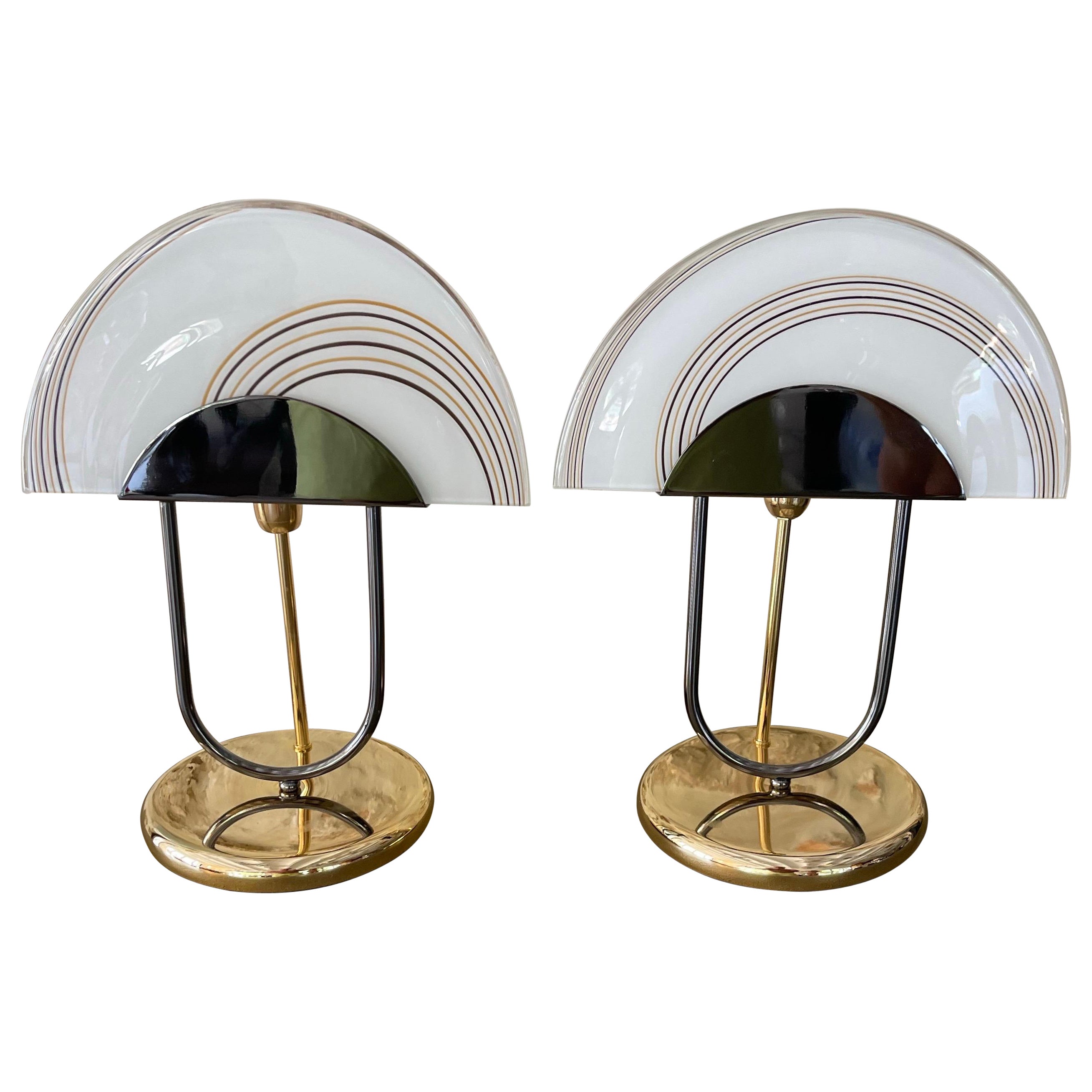Table lamp Glass murano  pair by Zonca , Italie 1980s For Sale