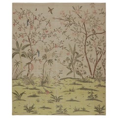 Rug & Kilim’s Modern Pictorial Rug in Green and Taupe, with Scenery Depiction