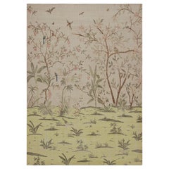Rug & Kilim’s Modern Pictorial Rug in Green and Taupe, with Scenery Depiction