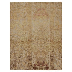 Rug & Kilim's Distressed European Rug In Beige-Brown & Gold Floral Pattern (tapis européen vieilli en beige, marron et or)