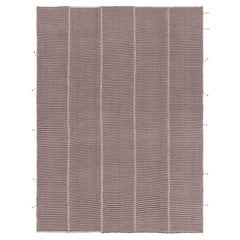 Rug & Kilim’s Contemporary Kilim with Textural Cream and Purple Stripes