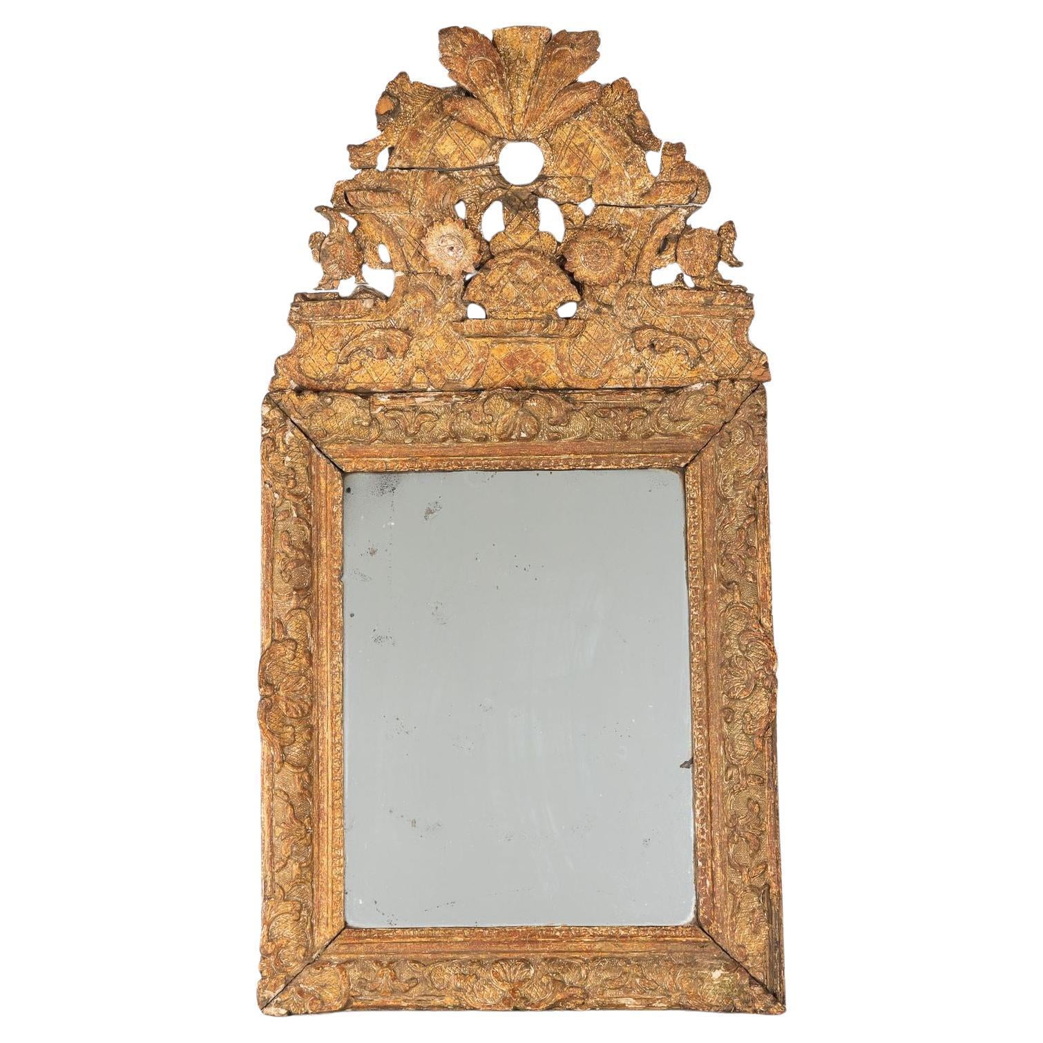 Ornate Baroque Style Giltwood Carved Mirror, Sweden Late 19th C. For Sale