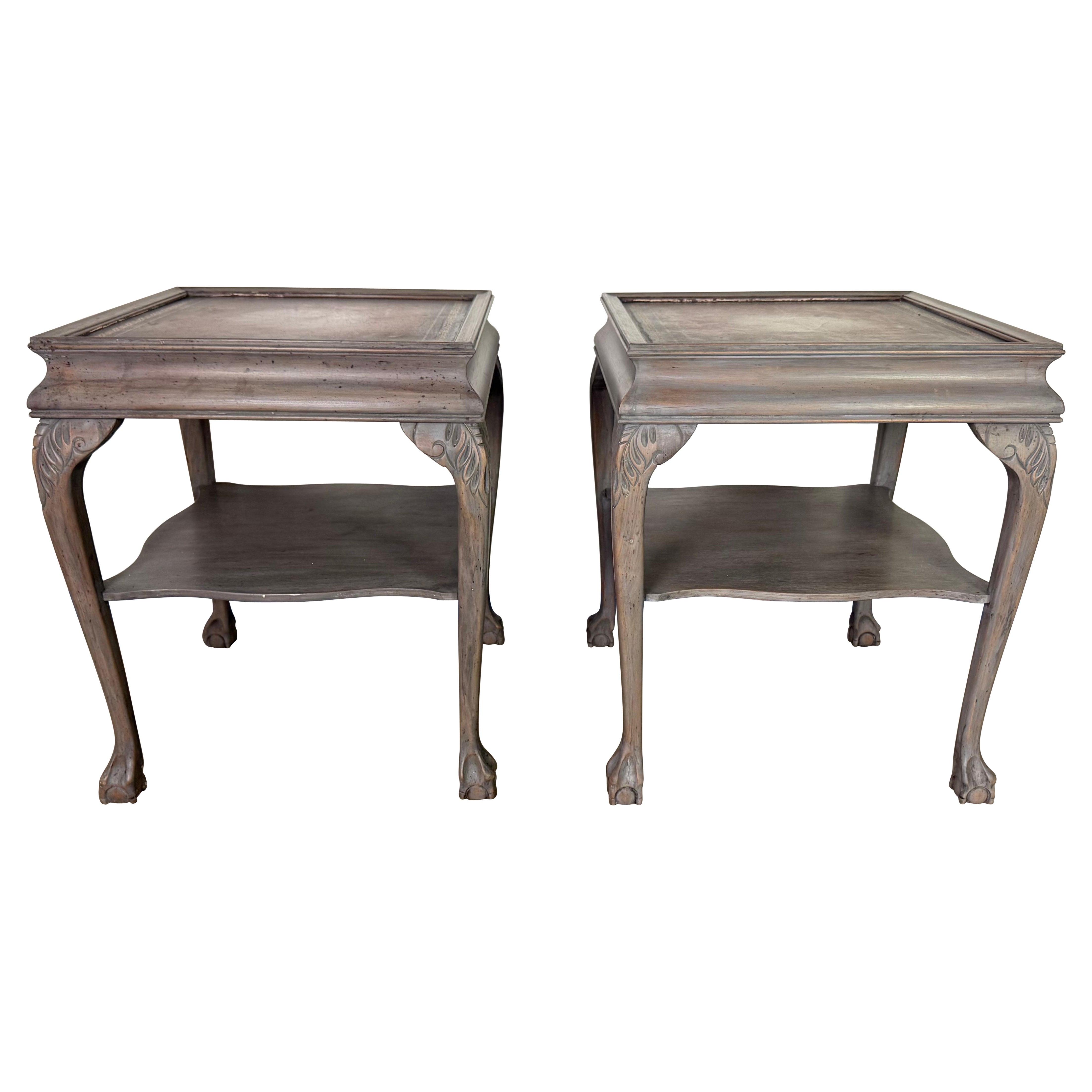 Pair of English Chippendale Style End Tables For Sale