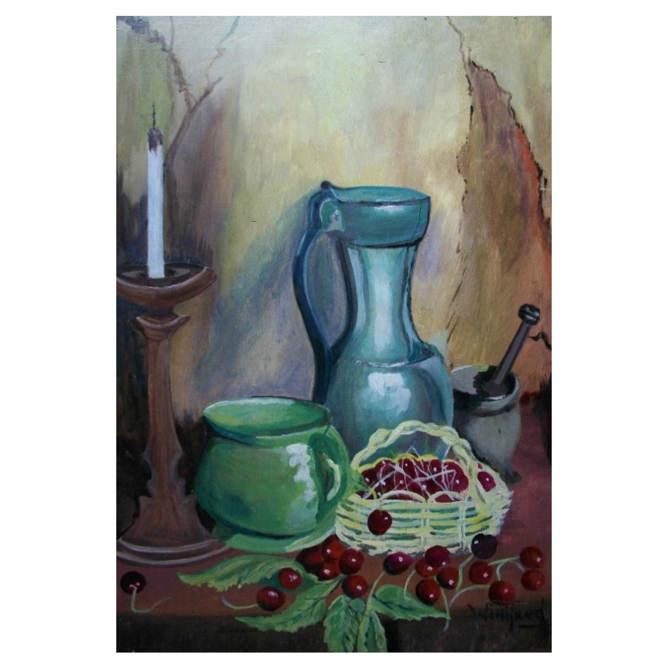 Pittura folkloristica d'epoca su pannello - 'Odd's & Sod's by Winifred' - 20° Secolo in vendita