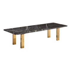 Designer américain, table basse, laiton, marbre, États-Unis, années 1960