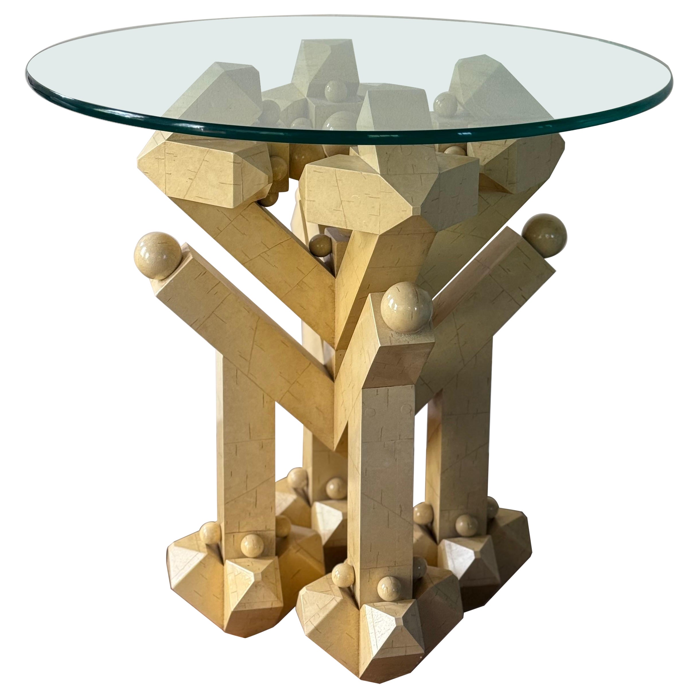 Post Modern Geometric Painted Wood Table in vendita