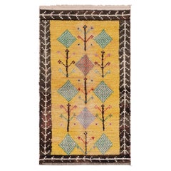 Vintage Moroccan Rug in Gold with Geometric Patterns - Rug & Kilim