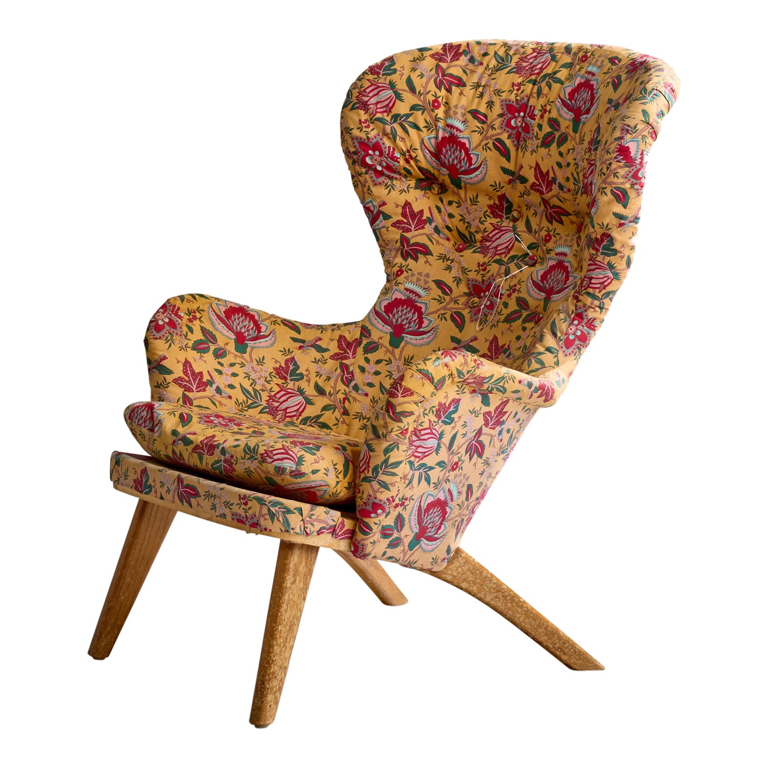 Carl Gustaf Hiort Af Ornäs, Lounge Chair, Wood, Fabric, Finland, 1950s For Sale