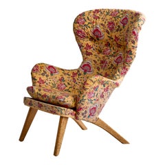 Carl Gustaf Hiort Af Ornäs, Lounge Chair, Wood, Fabric, Finland, 1950s