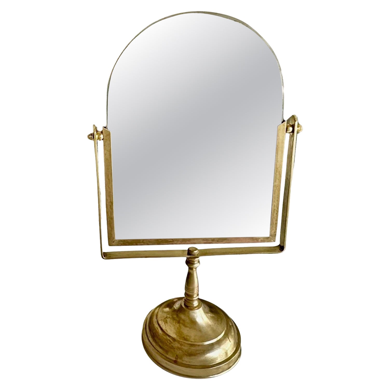 Vinatge Brass Swivel Mirror Vanity Table Mirror For Sale