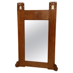 Arts & Crafts Wall Mirror with Hand-Carved Frogs by Kobus de Graaff, 1900s