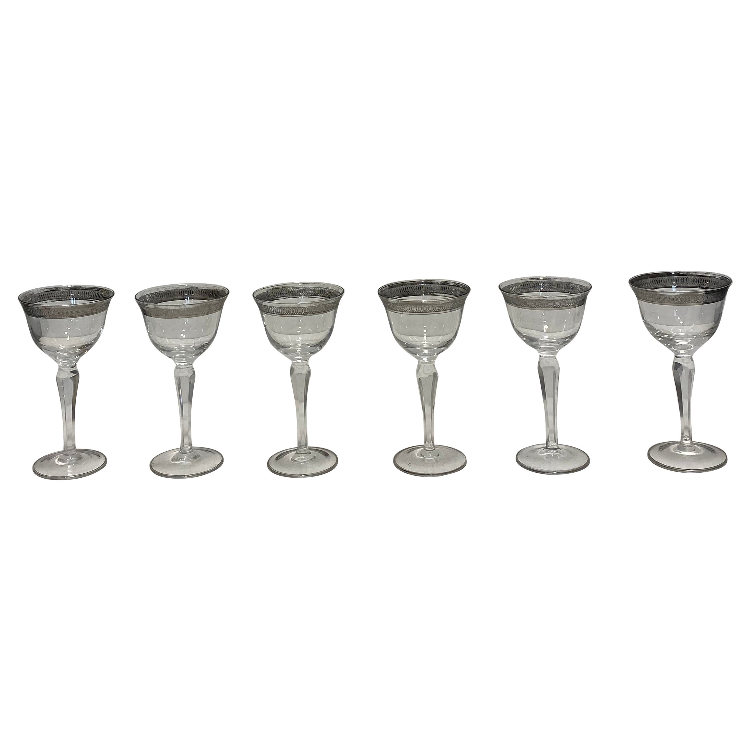 6 Crystal Wine Table Hollywood Regency Vintage 1960s Candle For Sale