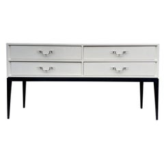 Tommi Parzinger 4 tiroirs laqués blancs Table console crédence W/ tiroirs