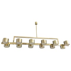 Lustre rectangulaire en laiton de style milieu de siècle, fait sur mesure