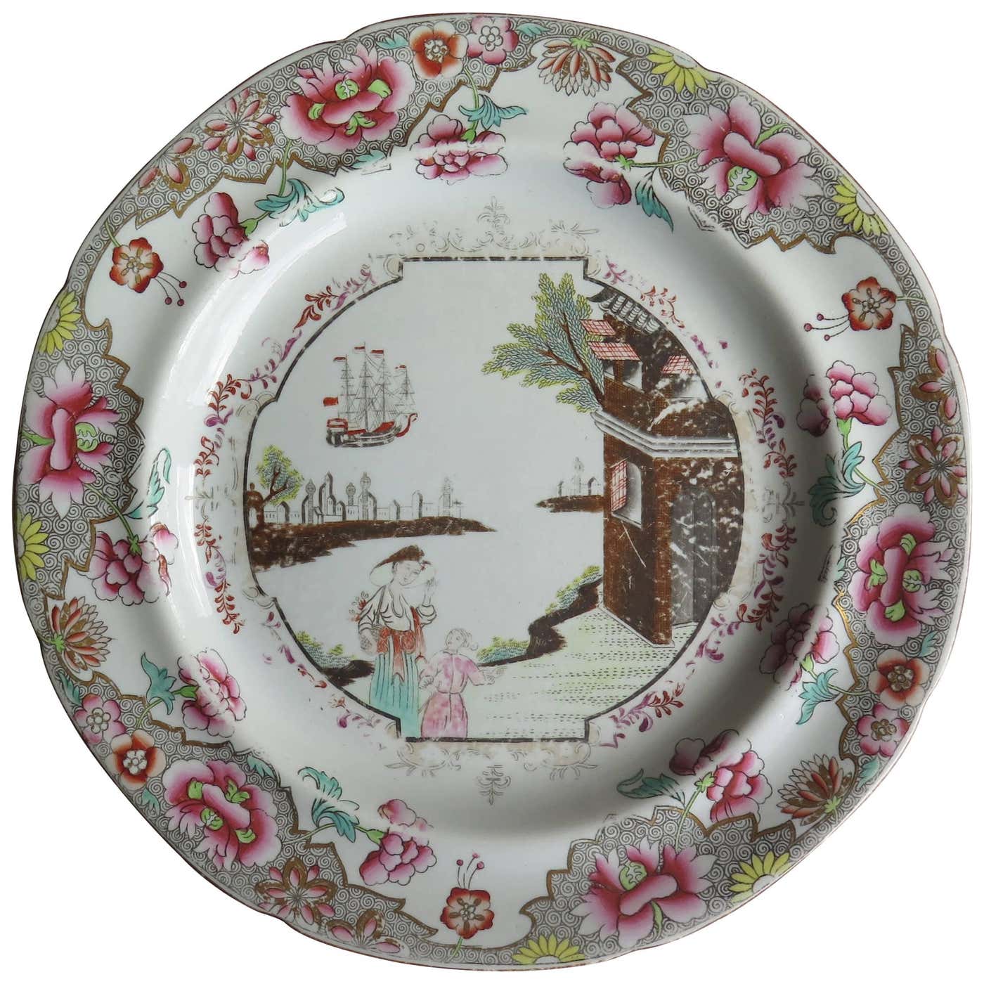Late Georgian Spode Ironstone Plate Chinoiserie Ship Pattern No.3067 ...