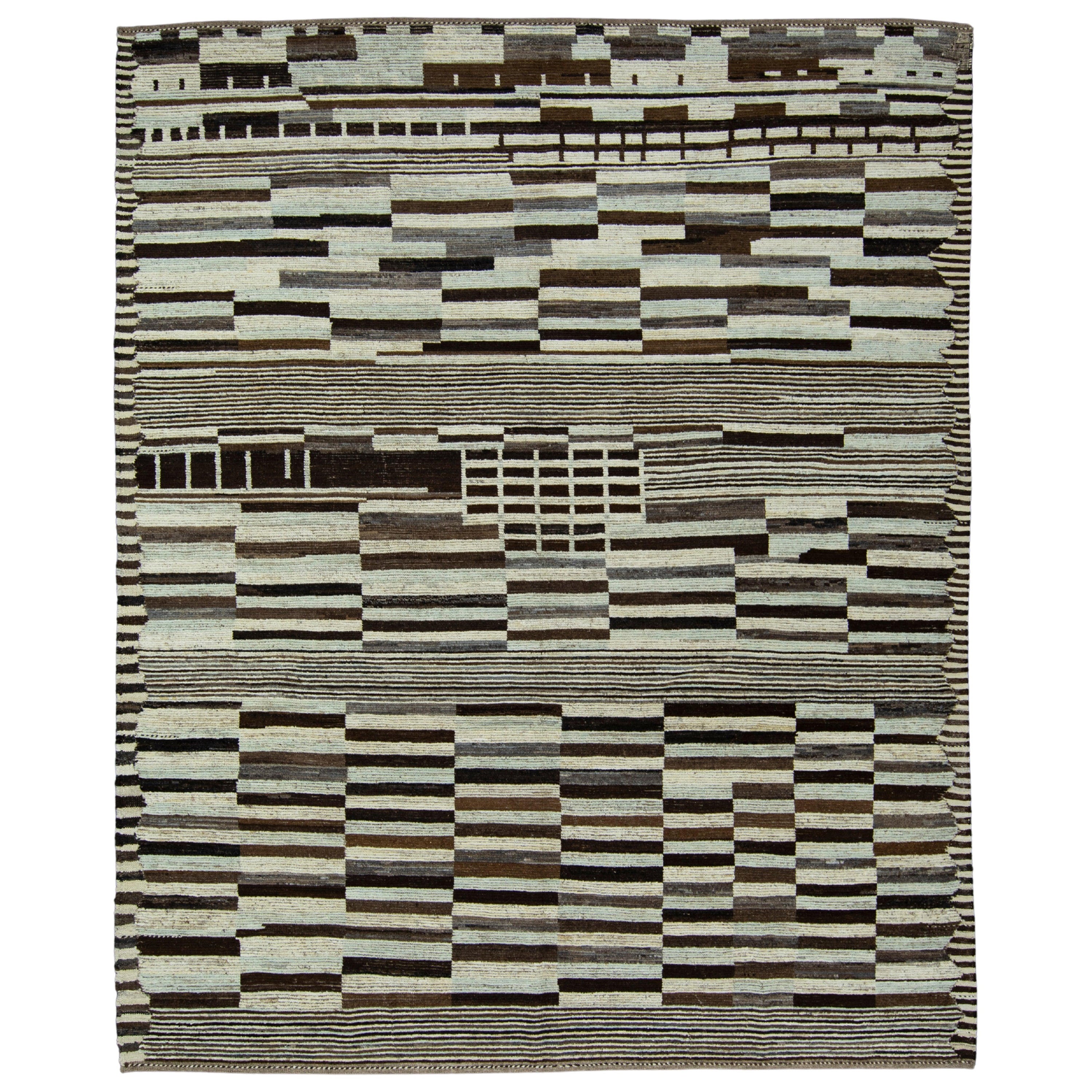 Tappeto moderno annodato a mano 8'2" x 10'1" #17405 in vendita