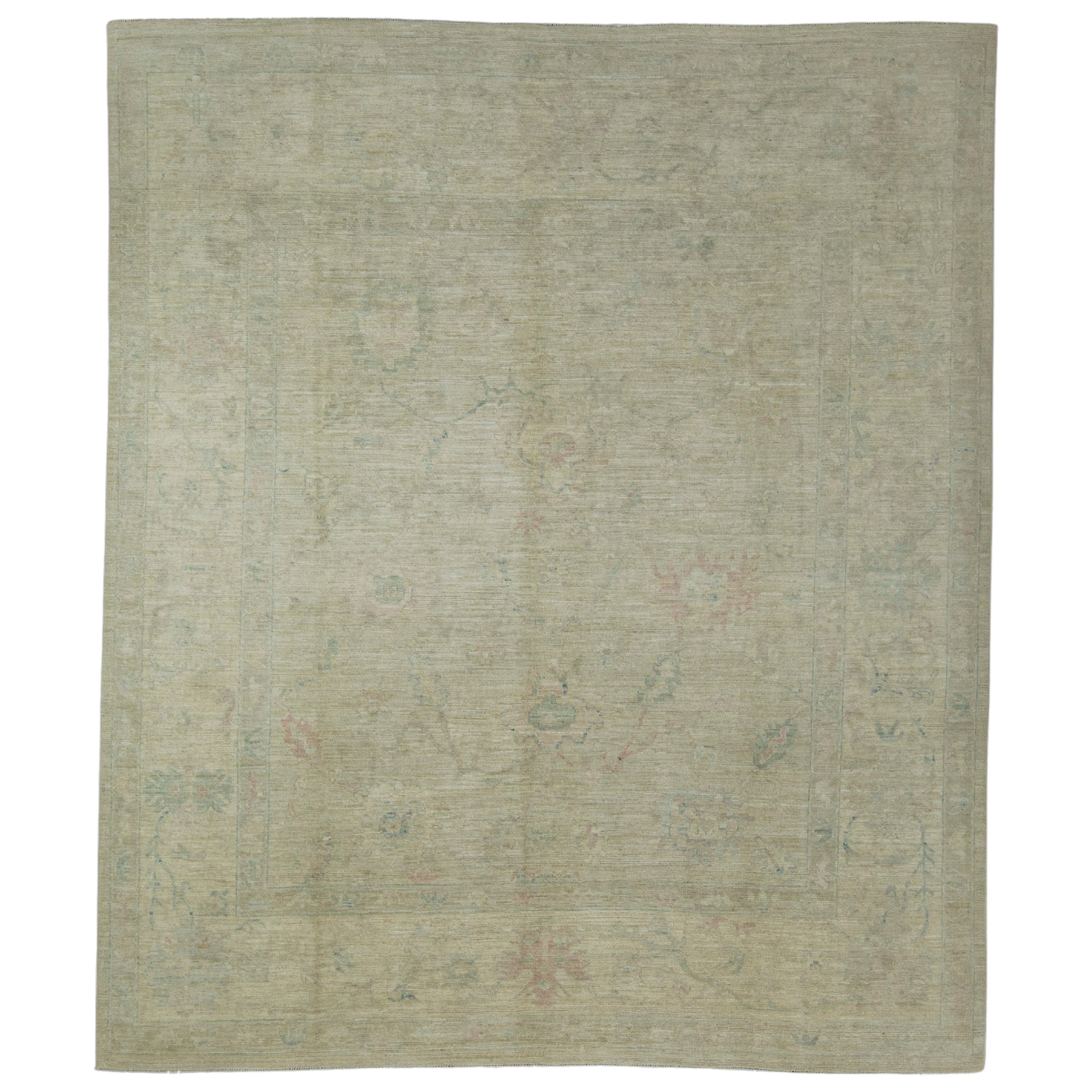 Handwoven Oushak Rug 8'6" x 10' #17412 For Sale