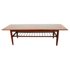 Large rosewood and metal tube coffee table, on two levels, Denmark 1960s.