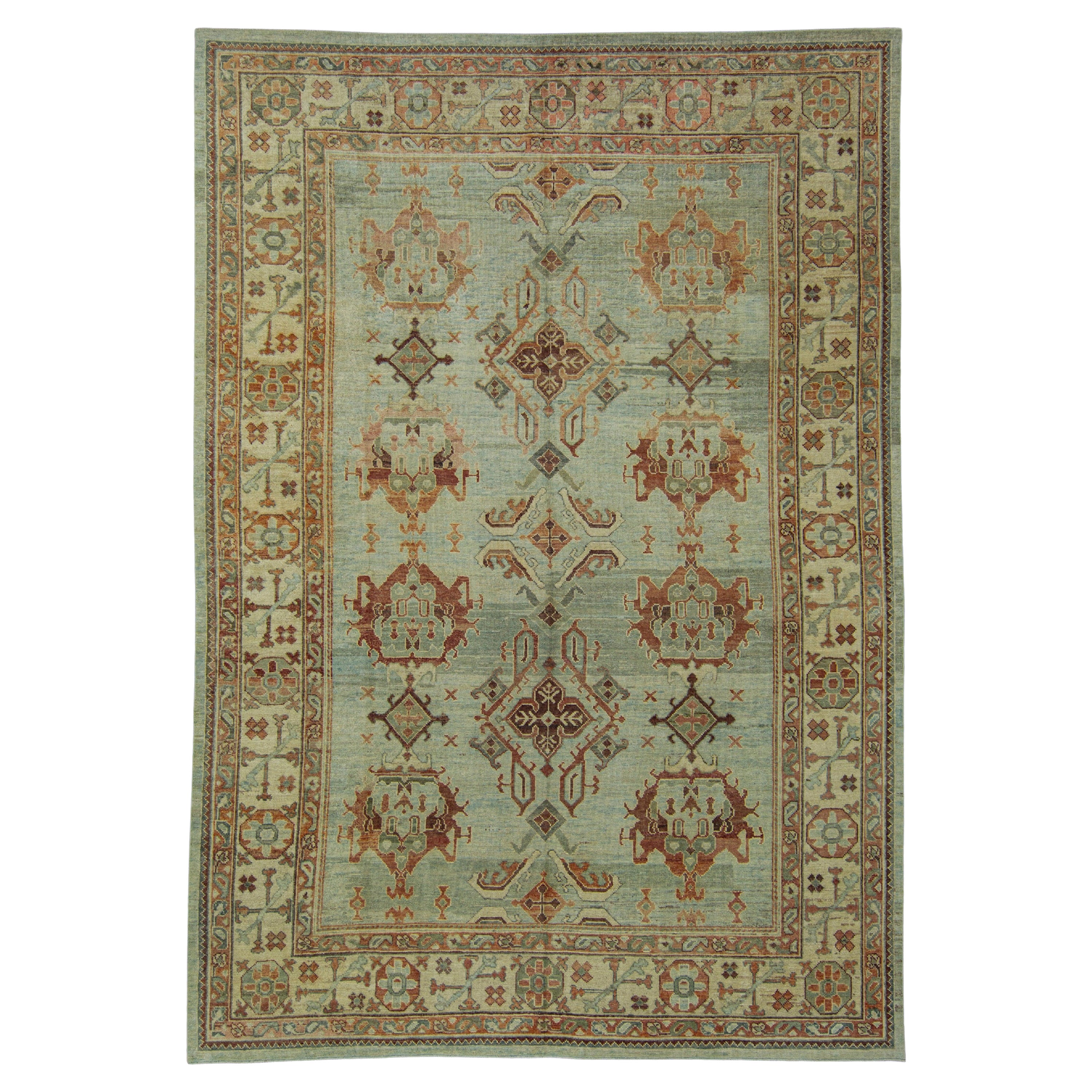 Türkische alte Wolle Oushak Teppich 9'8" x 14' #17091