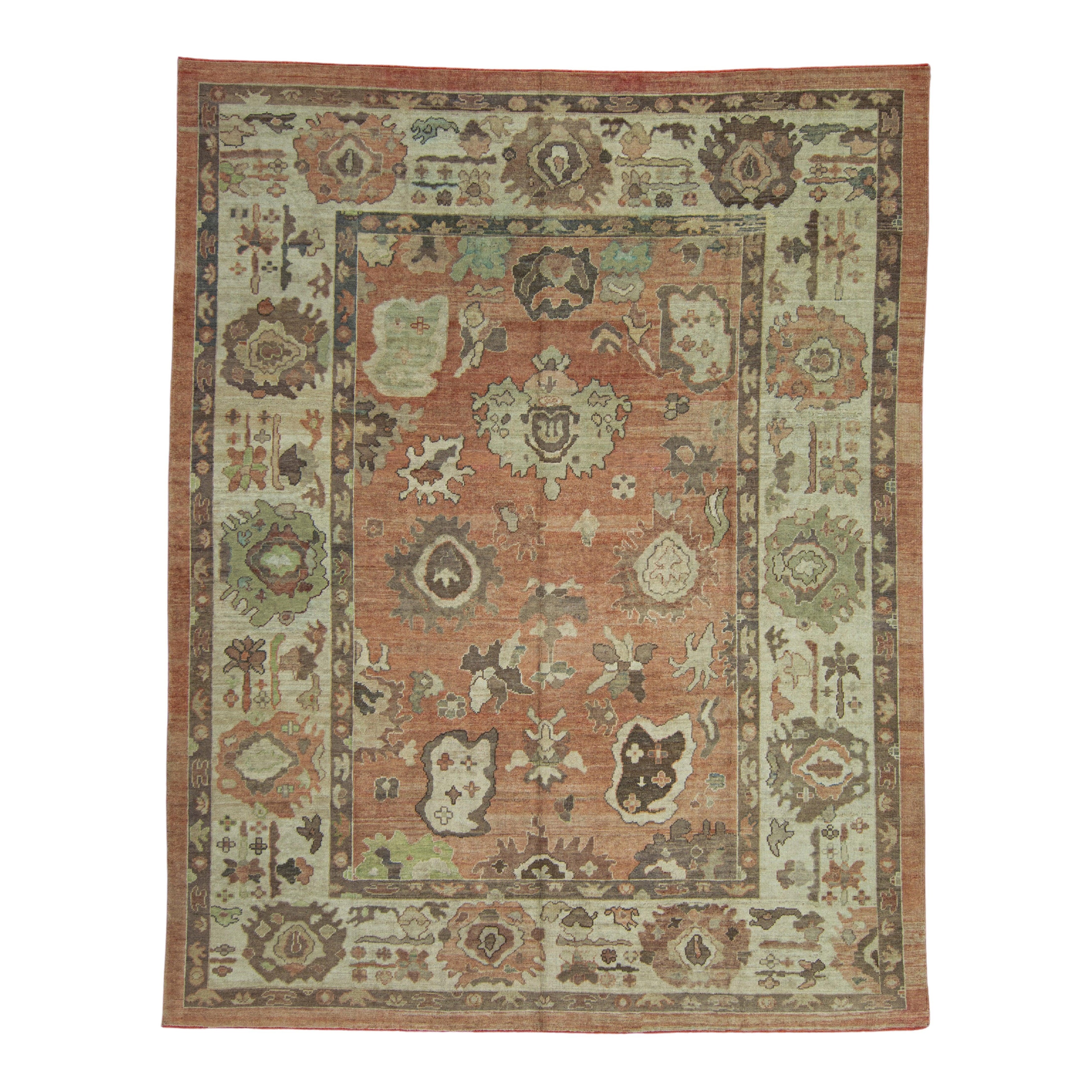 Türkische alte Wolle Oushak Teppich 9'3" x 11'9" #17642