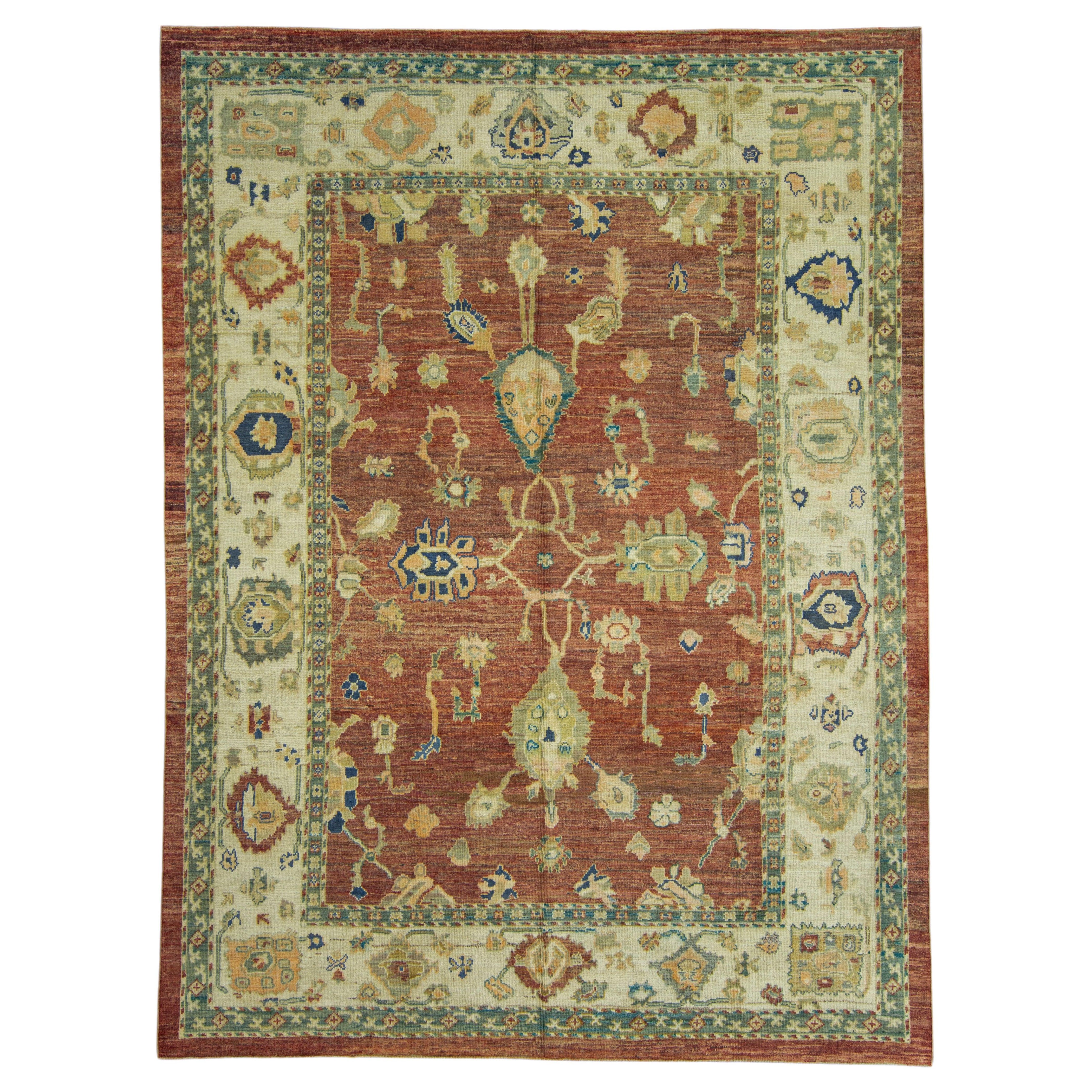 Türkische alte Wolle Oushak Teppich 8'11" x 12' #17103