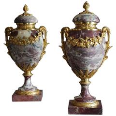 Pair of Late 19th Century Fine Quality Marble and Ormolu Cassolettes