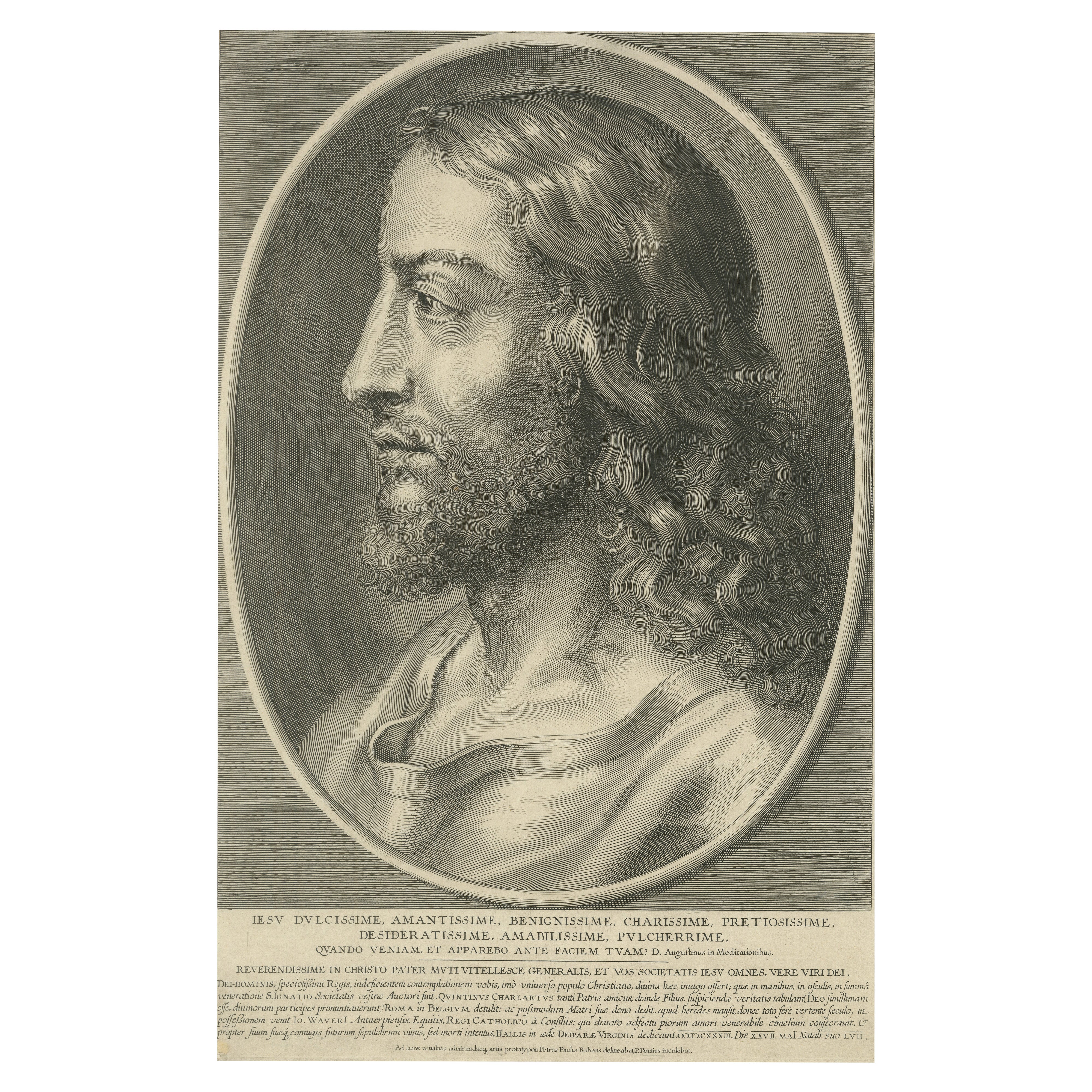 Portrait of Christ – Engraving After Rubens by Paul Pontius, Netherlands, 1633 For Sale