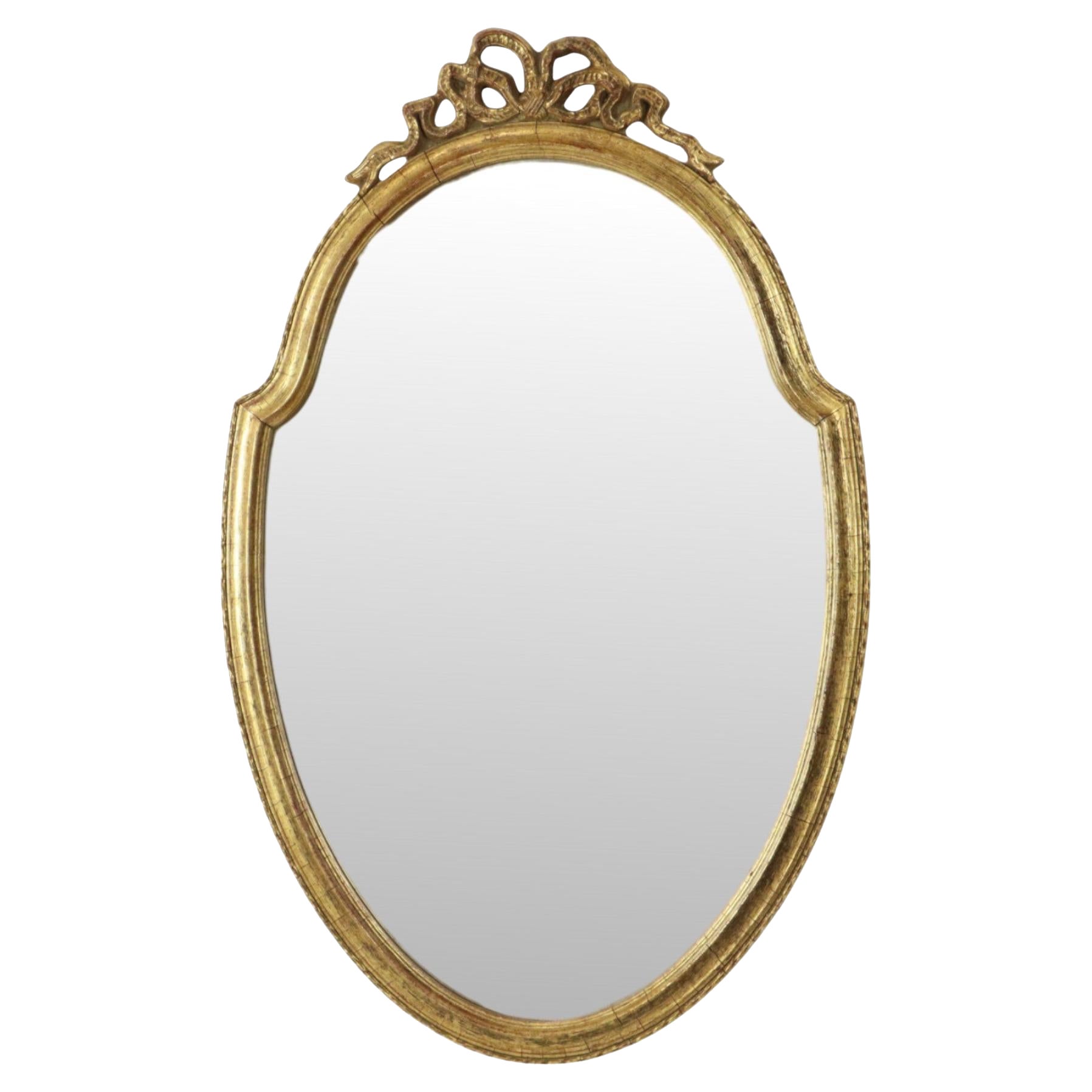 Deknudt Mirror with Bow Gold Leaf Gilded Wood Classic 69cm