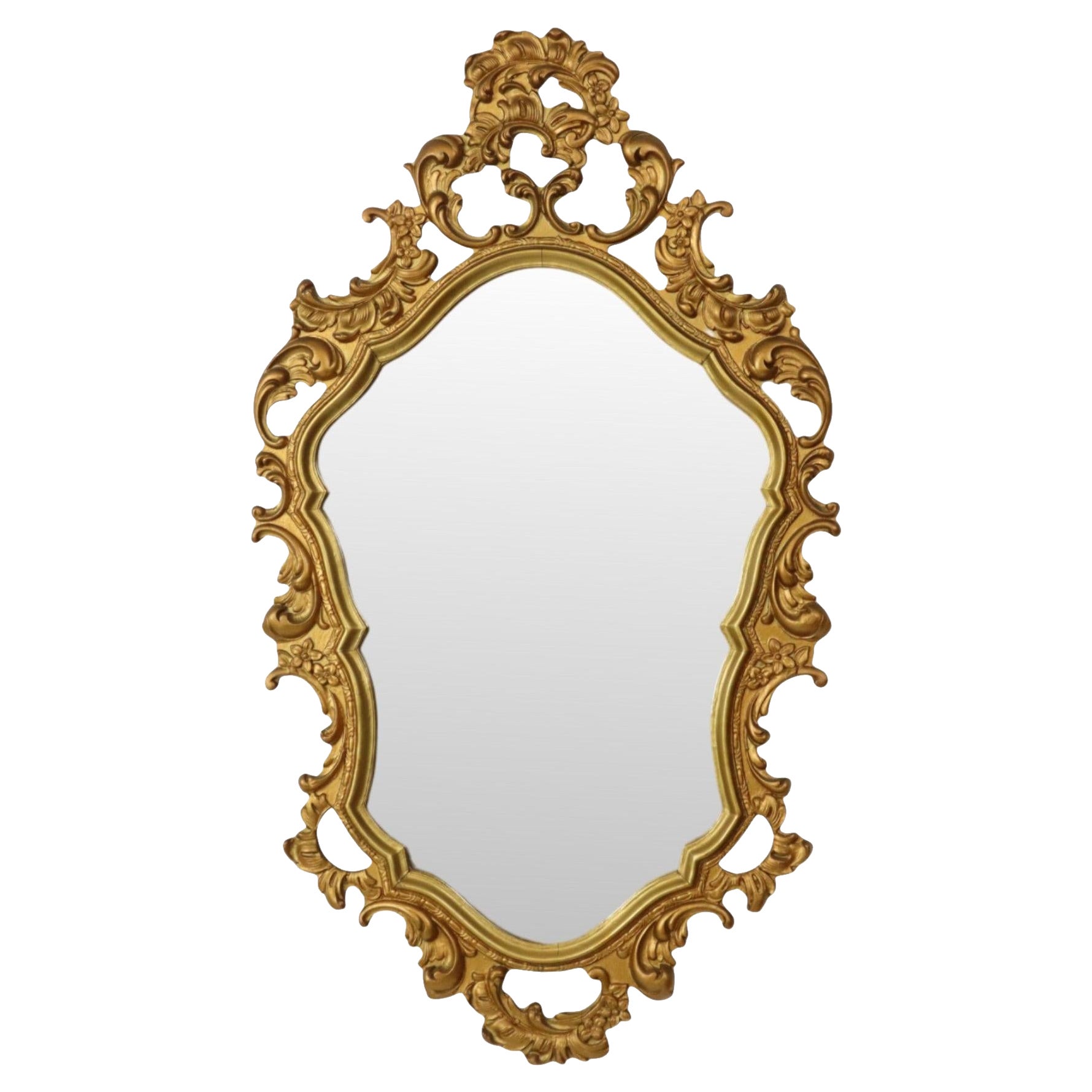 Gilded Deknudt Rococo Style Mirror Crested Mirror Acanthus 81cm For Sale