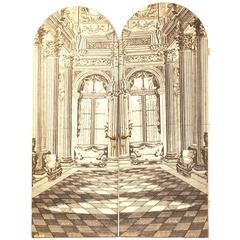 Pair of Vintage Large Doors in P. Fornasetti Style, 1950s, Italian
