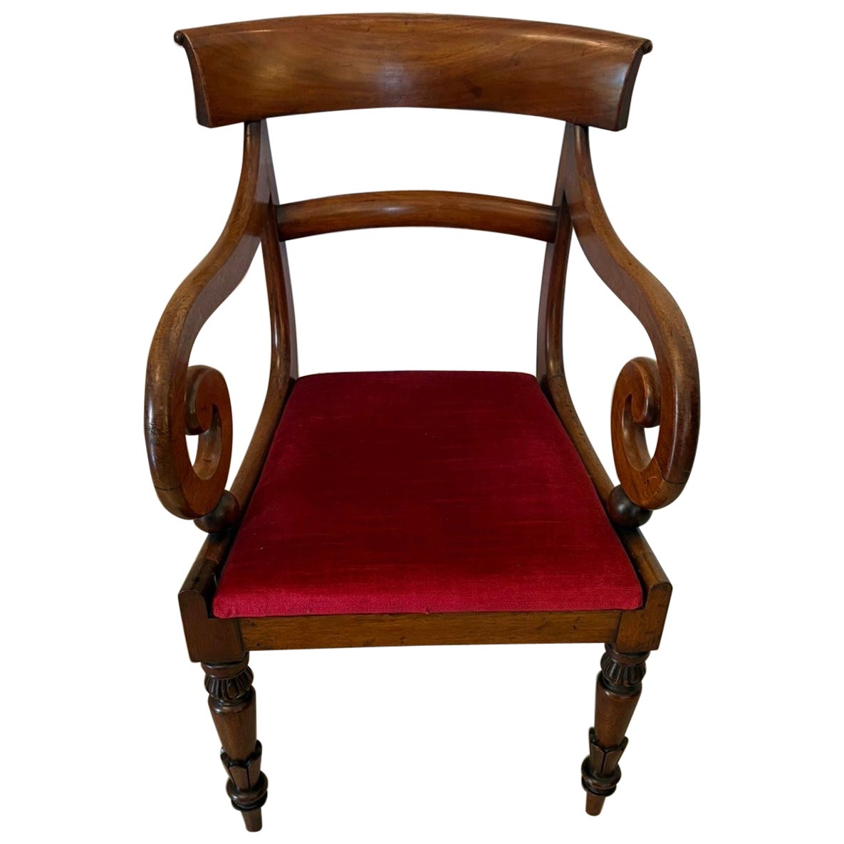Antique Willian IV Quality Mahogany Desk Chair For Sale