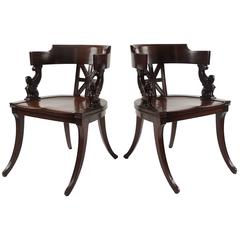 Pair of Neoclassical Mahogany Klismos Chairs, France, circa 1890