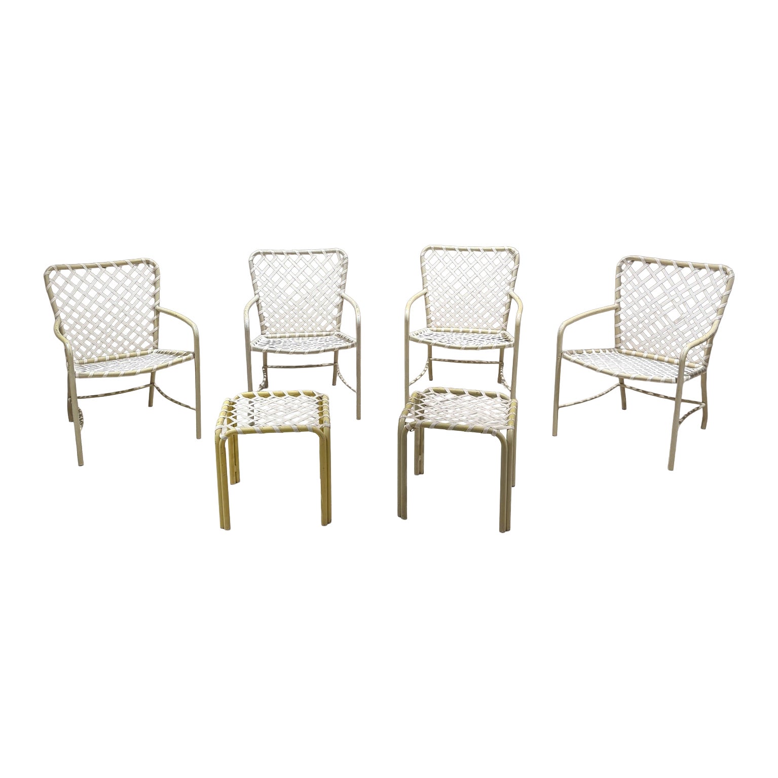 Mid-Century Modern Brown Jordan Patio Set 4 Chairs 2 Side Tables For Sale