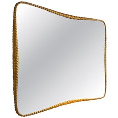 Mid-Century Twisted Gilded Wood Mirror attribued to Osvaldo Borsani, 1950s
