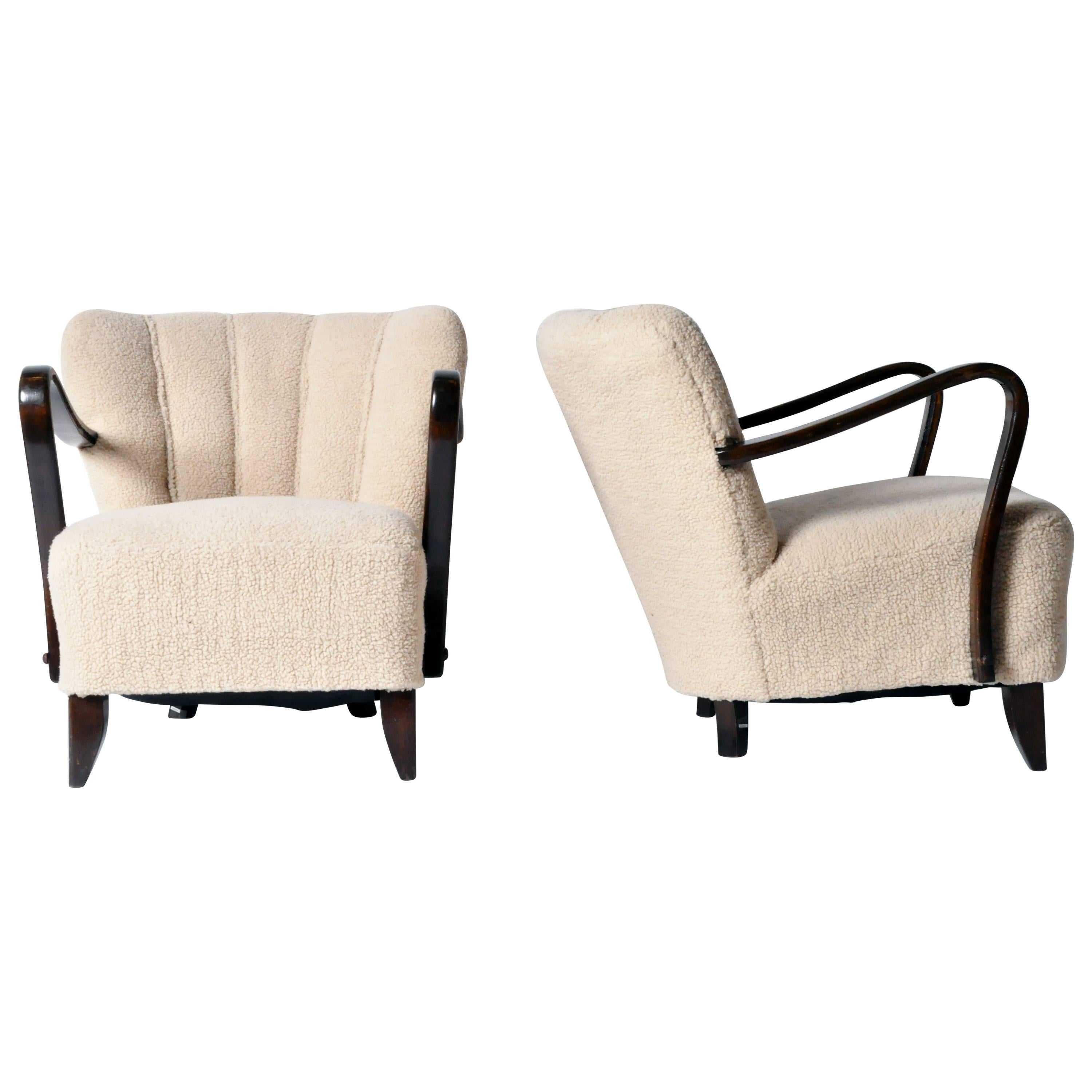 Pair of Art Deco “Tulip” Open Armchairs