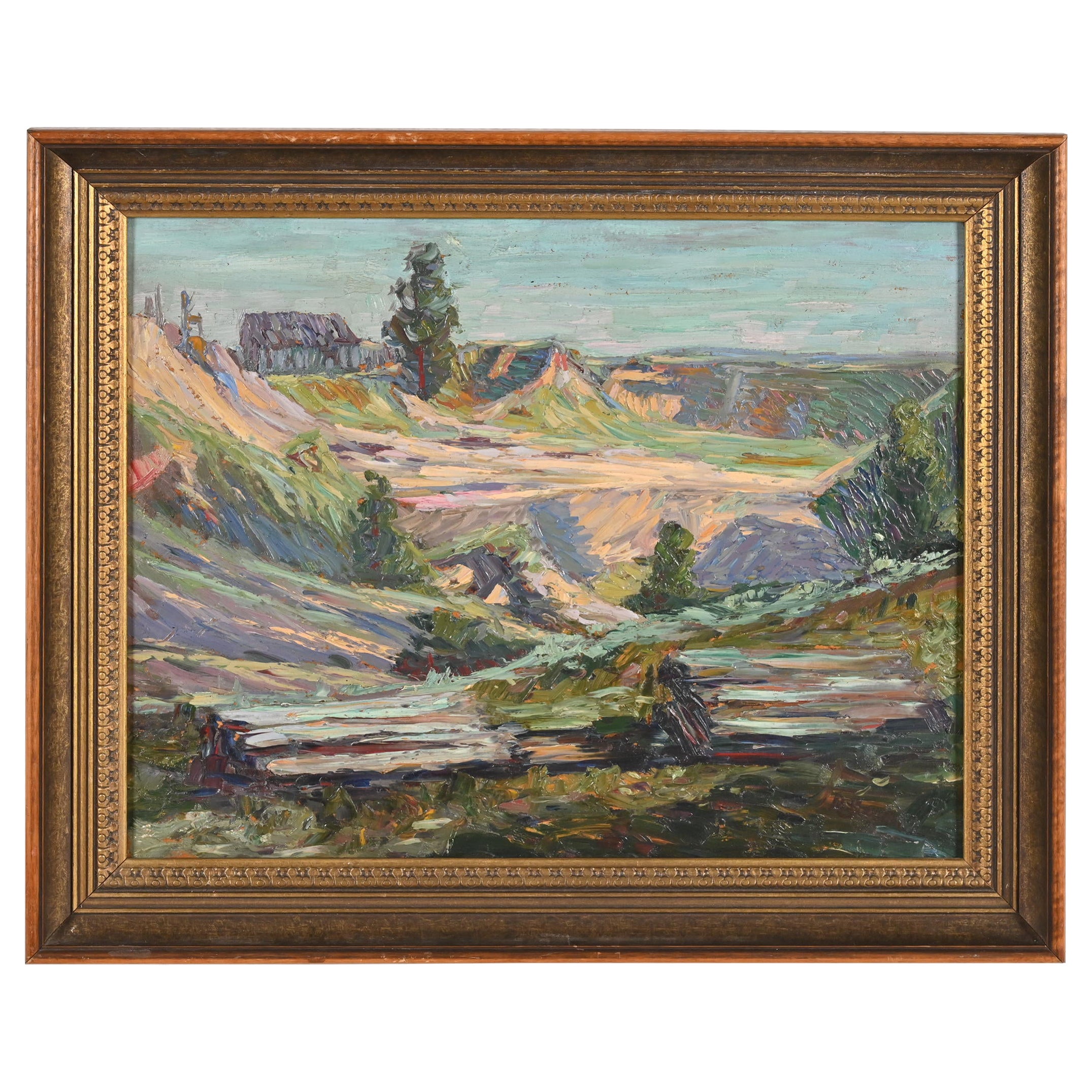 Original signiert R. Bevan Tal Landschaft Ölgemälde in geschnitzten Giltwood Rahmen