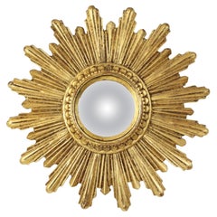 Small Sun Mirror Sunburst Mirror Gold Leaf Convex 26cm