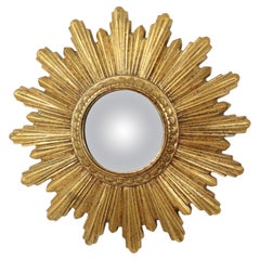 Small Sunburst Mirror Gold Leaf Convex Sun Mirror 25cm